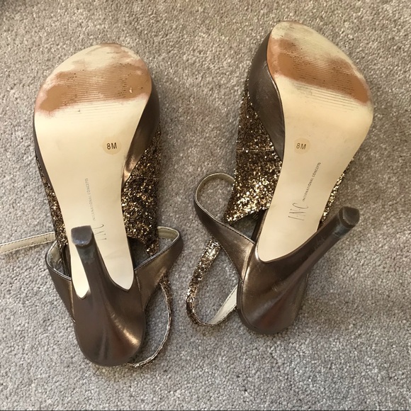 INC International Concepts Gold glitter platform shoes.  Size 8M - Picture 6 of 9